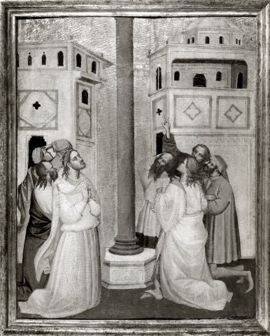 Anonimo — Gerini Niccolò di Pietro - sec. XIV - Santi Quattro Coronati rifiutano di adorare l'idolo (?) — insieme